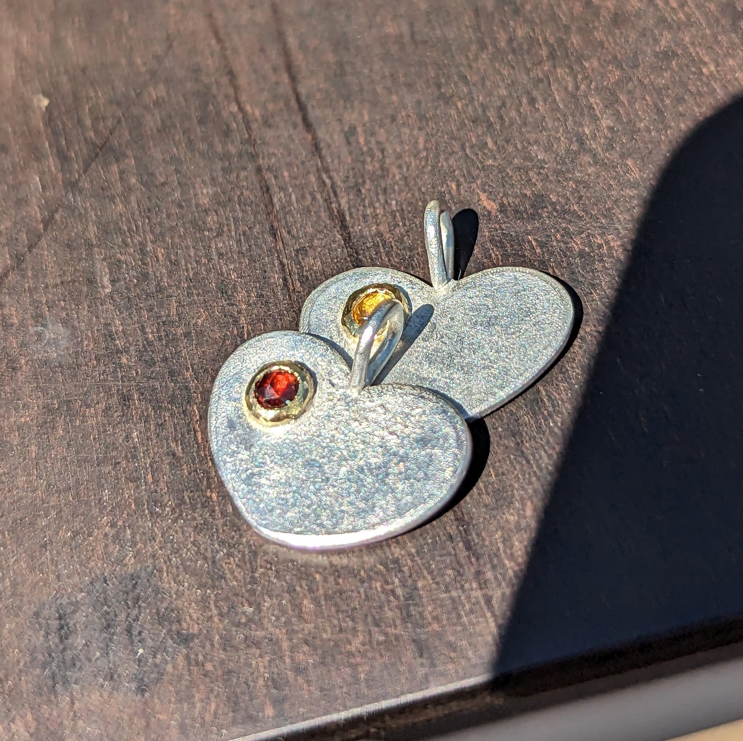 Garnet and Citrine Hearts in Argentium and 18k Gold - pendants.jpeg