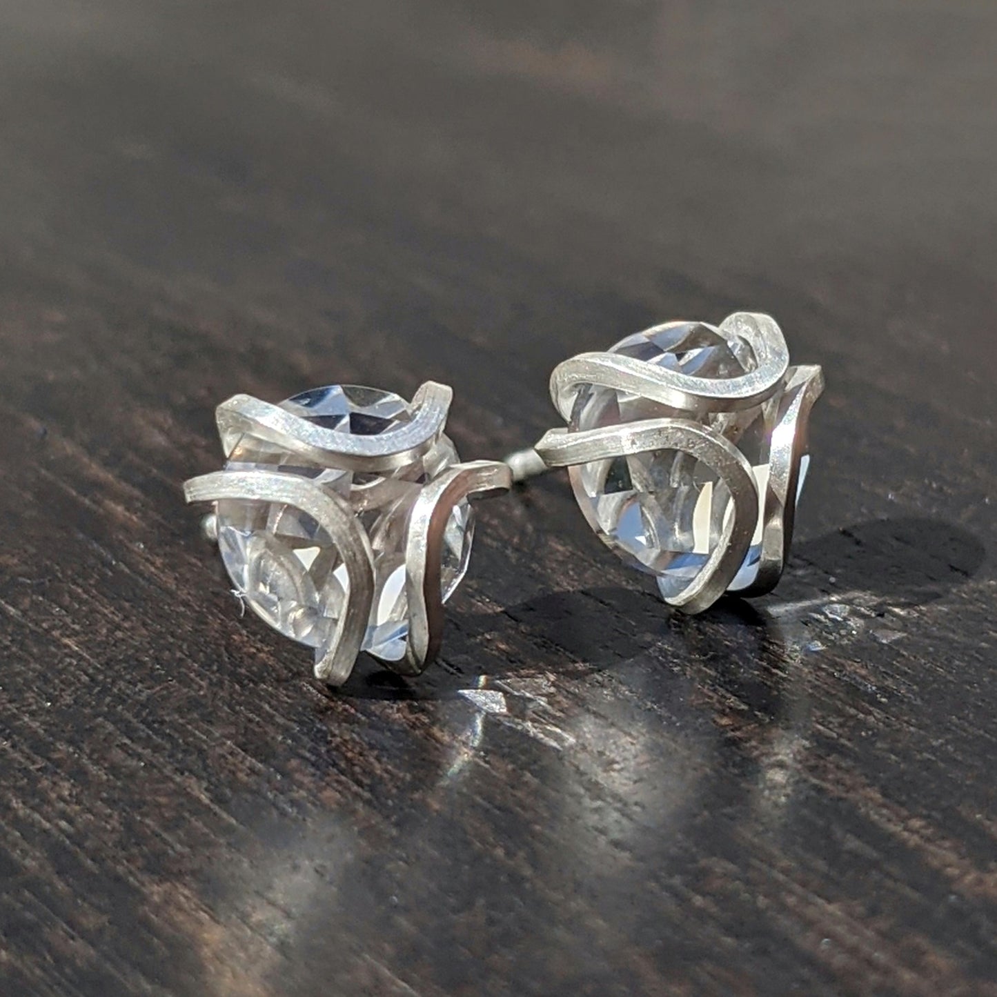 Iris Studs - Large with White Topaz Rosecuts