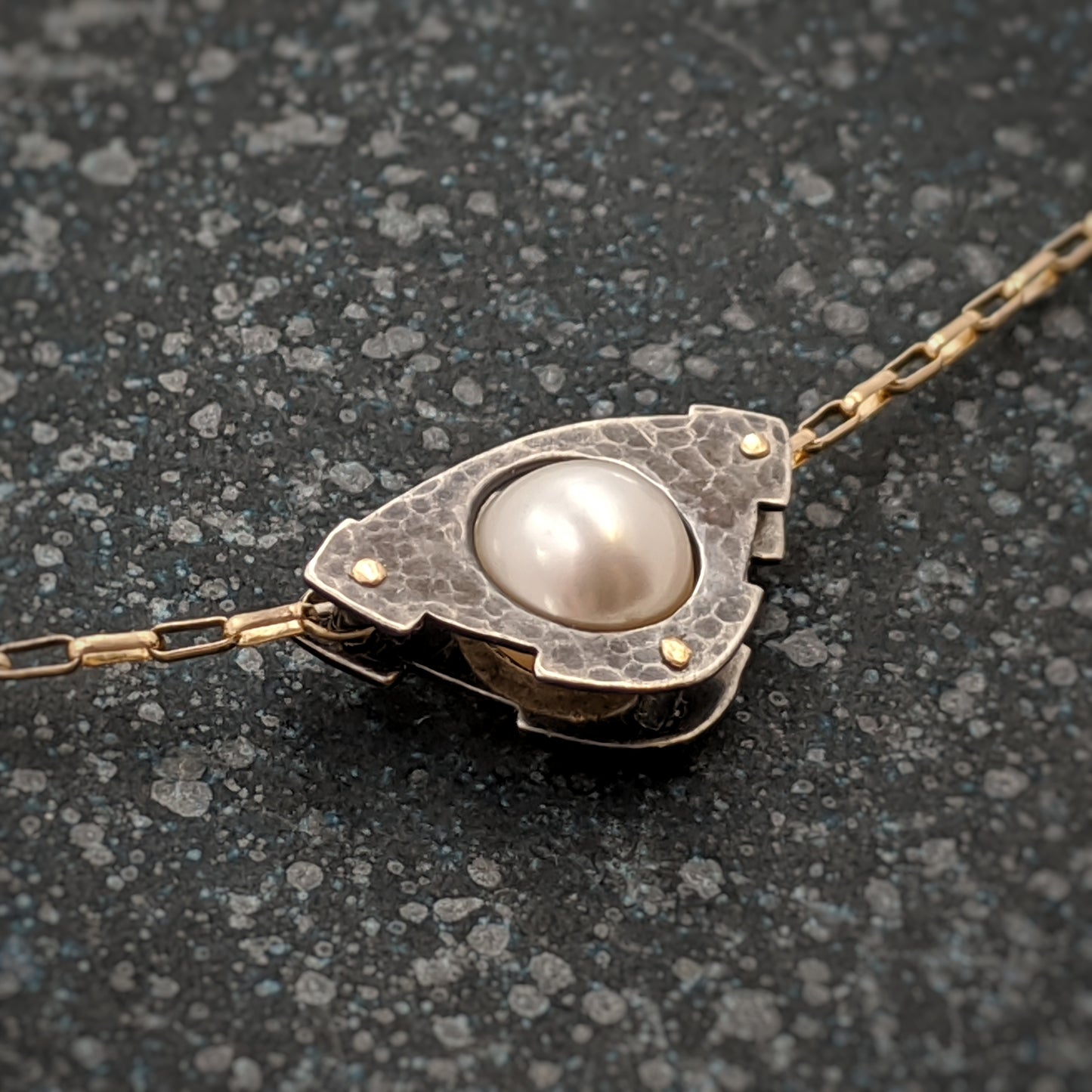 Mecha Necklace in 14K Gold and Oxidized Silver