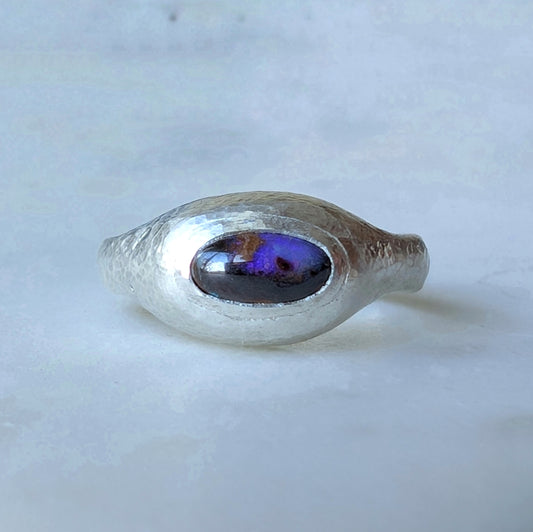 Boulder Opal Bombe Ring Size 6.5