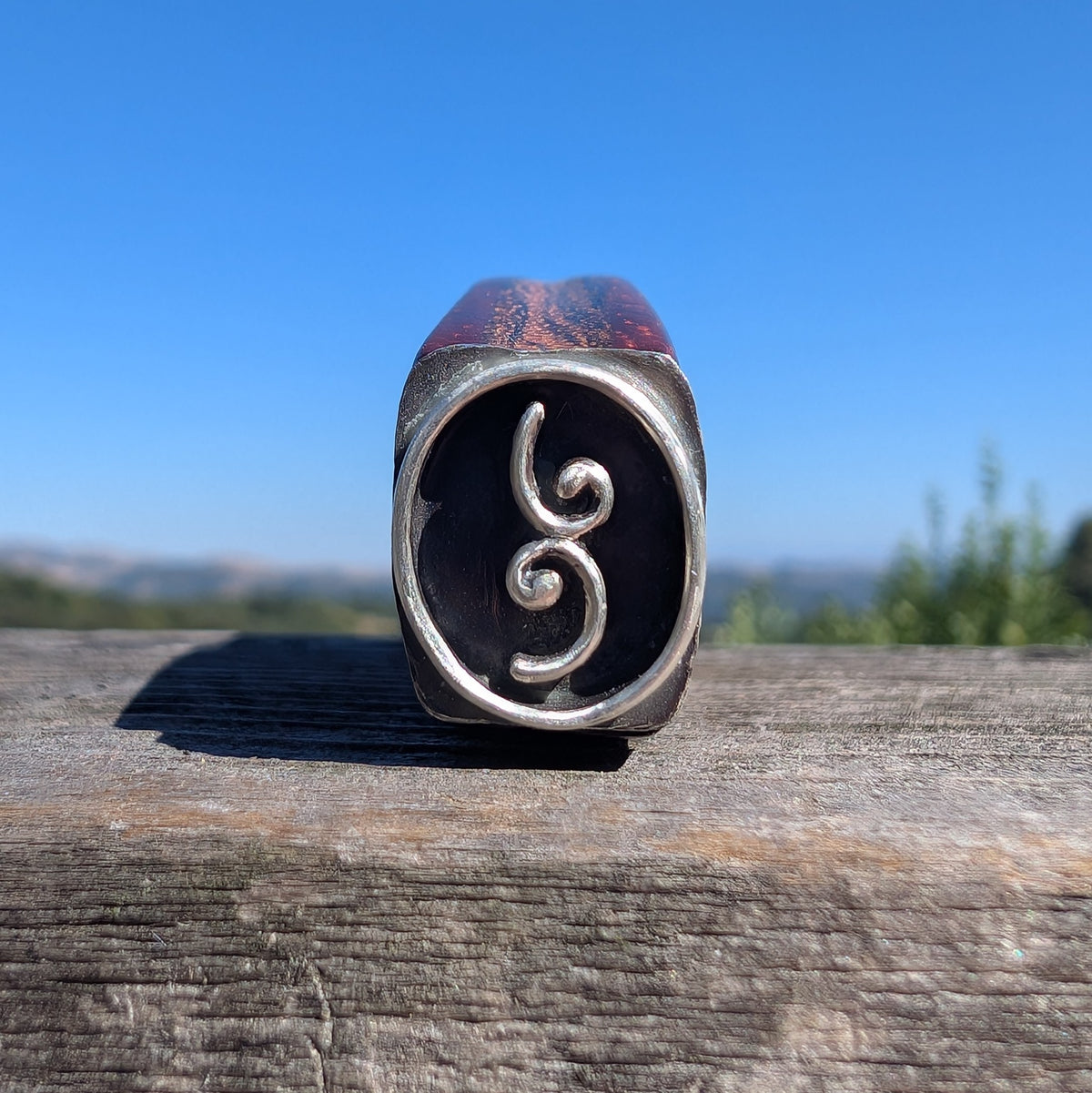 Custom makers mark for clay, with owl handle