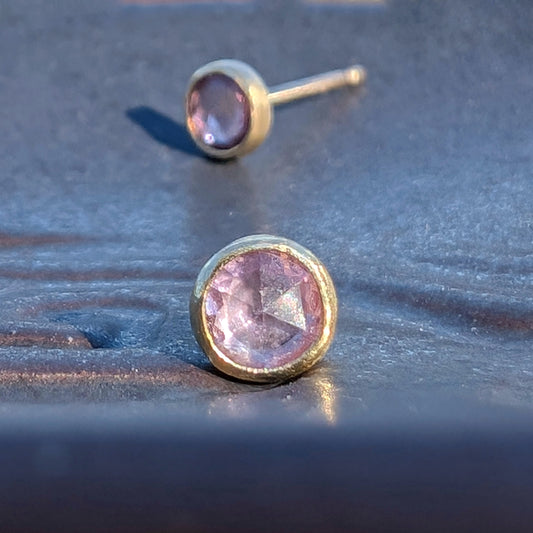 Pink Sapphire Mixed Metals Studs.jpg