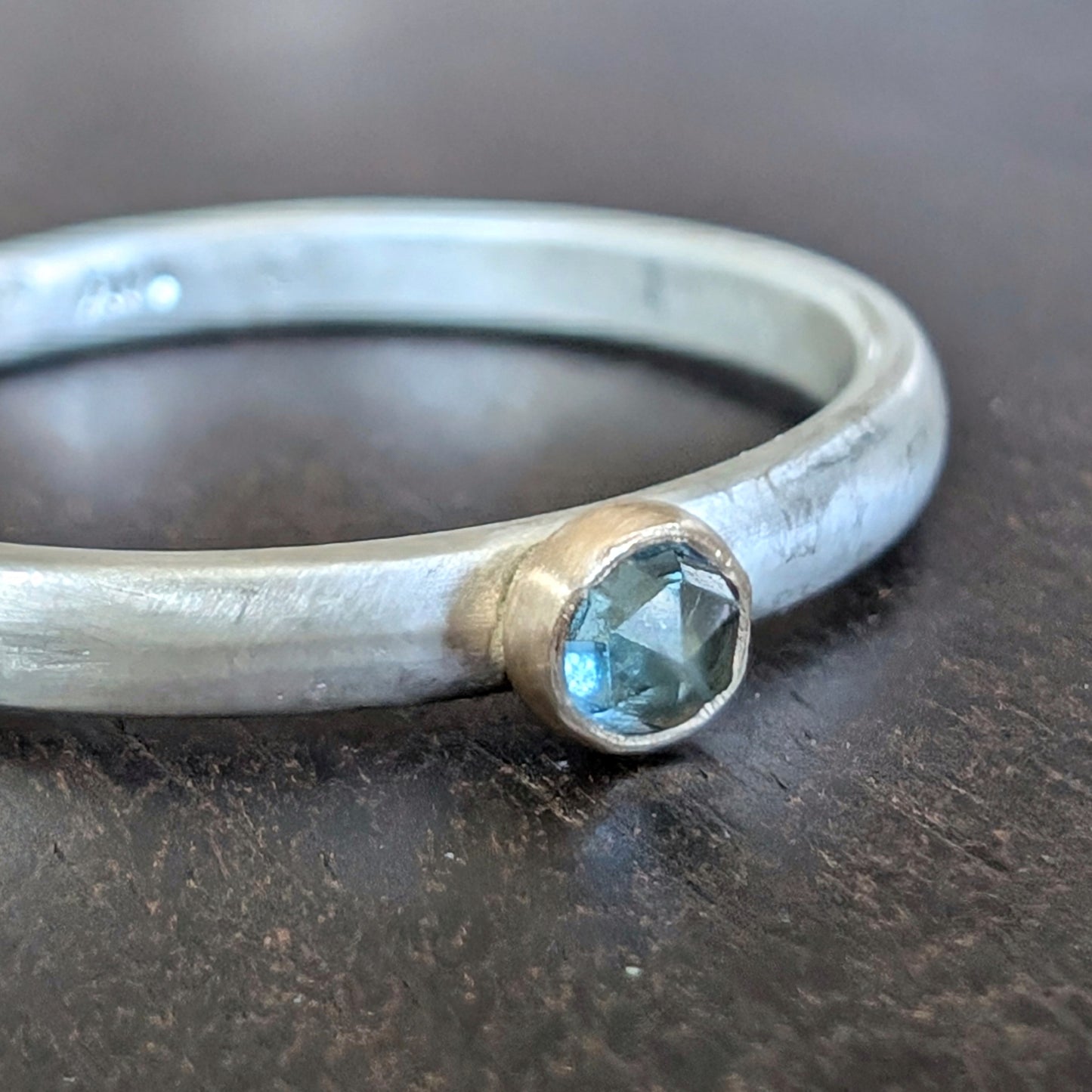 3mm Montana Sapphire Ring 14K Bezel and Argentium Band.jpg