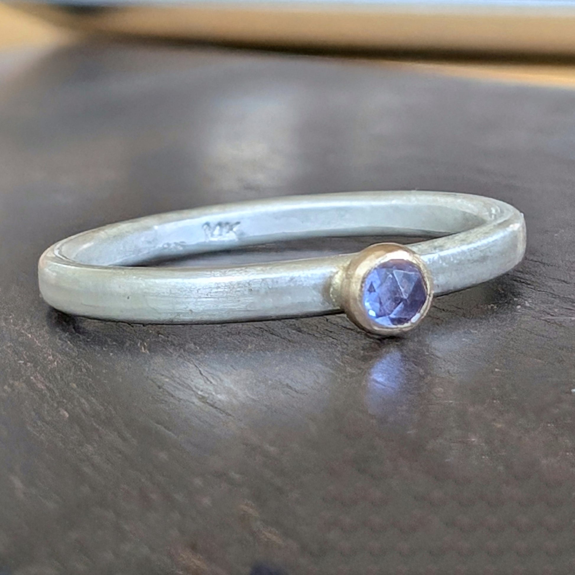 3mm Tanzanite Ring with 14K Bezel and Argentium Band.jpg