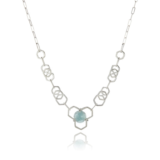 Aquamarine Honeycomb Chain Necklace