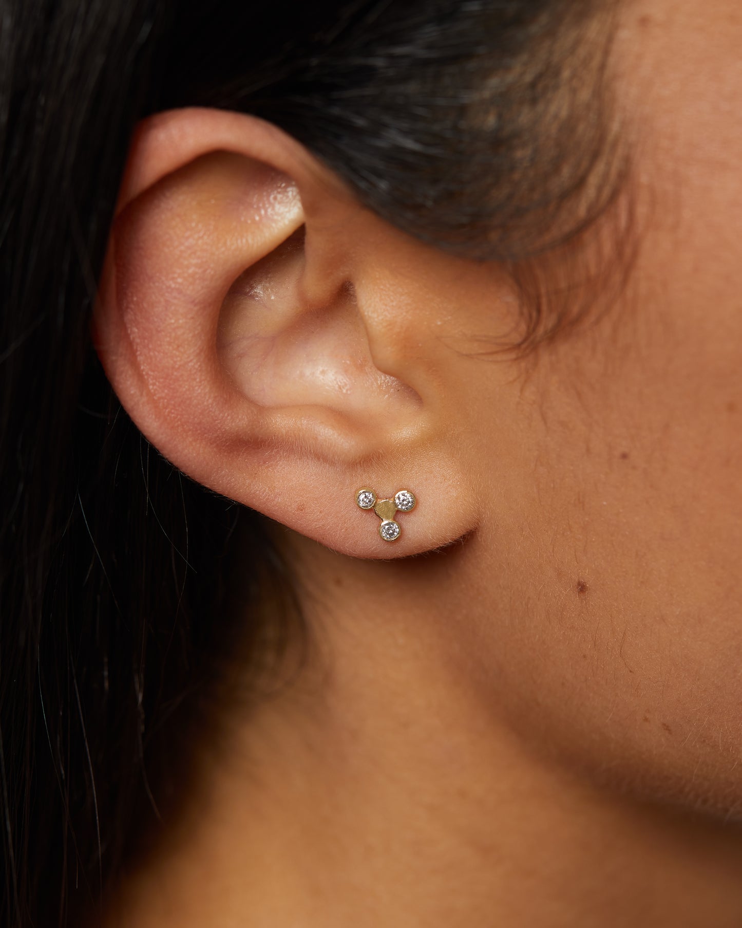 Diamond Trio Studs 14K