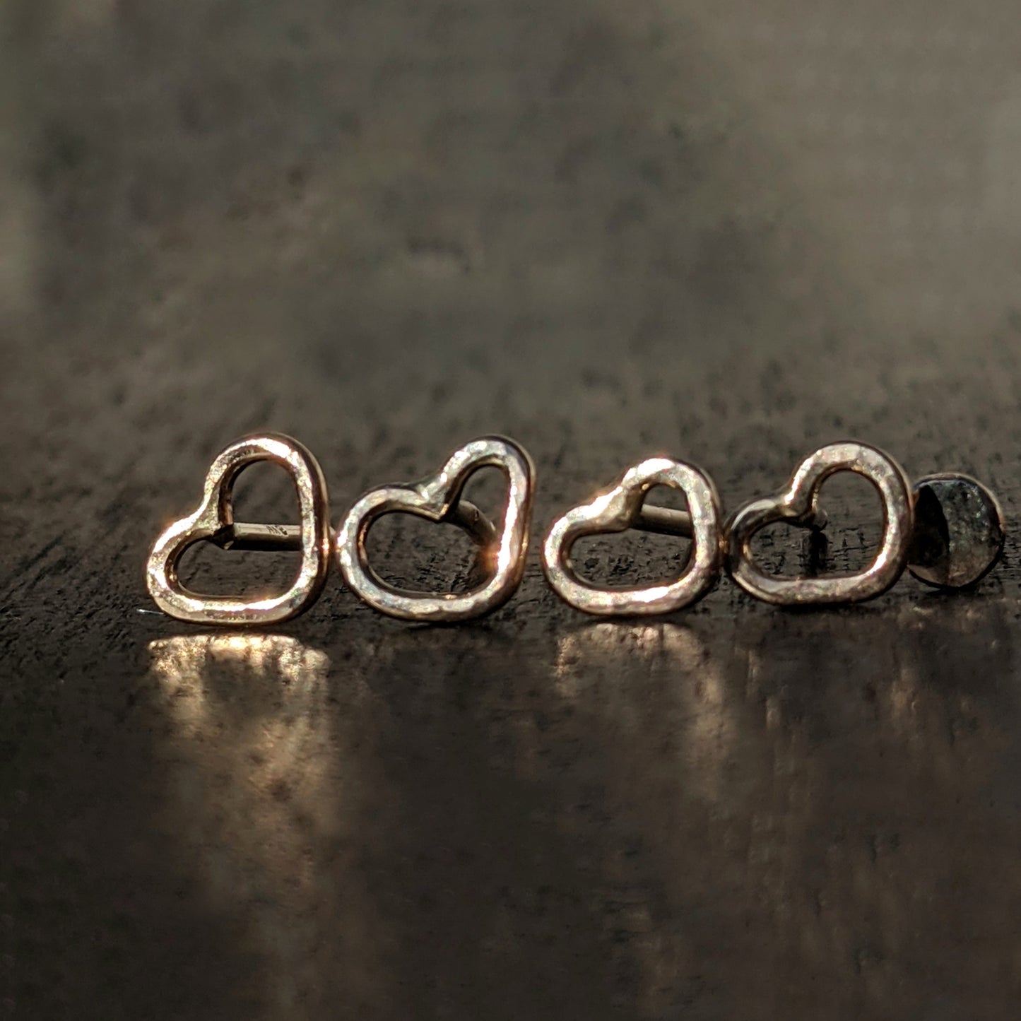 14K Asymmetrical Heart Studs