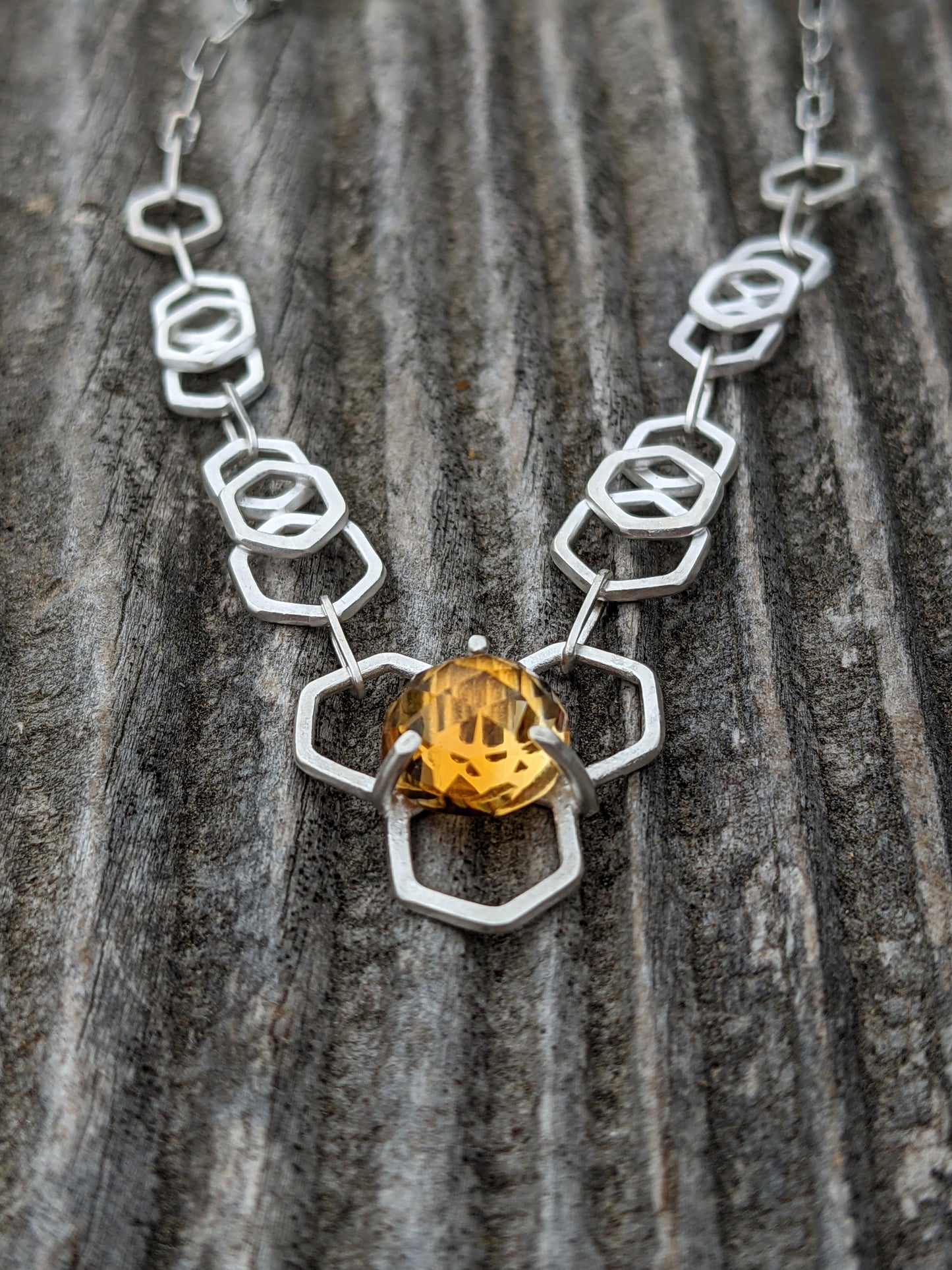 Citrine Honeycomb Chain Necklace