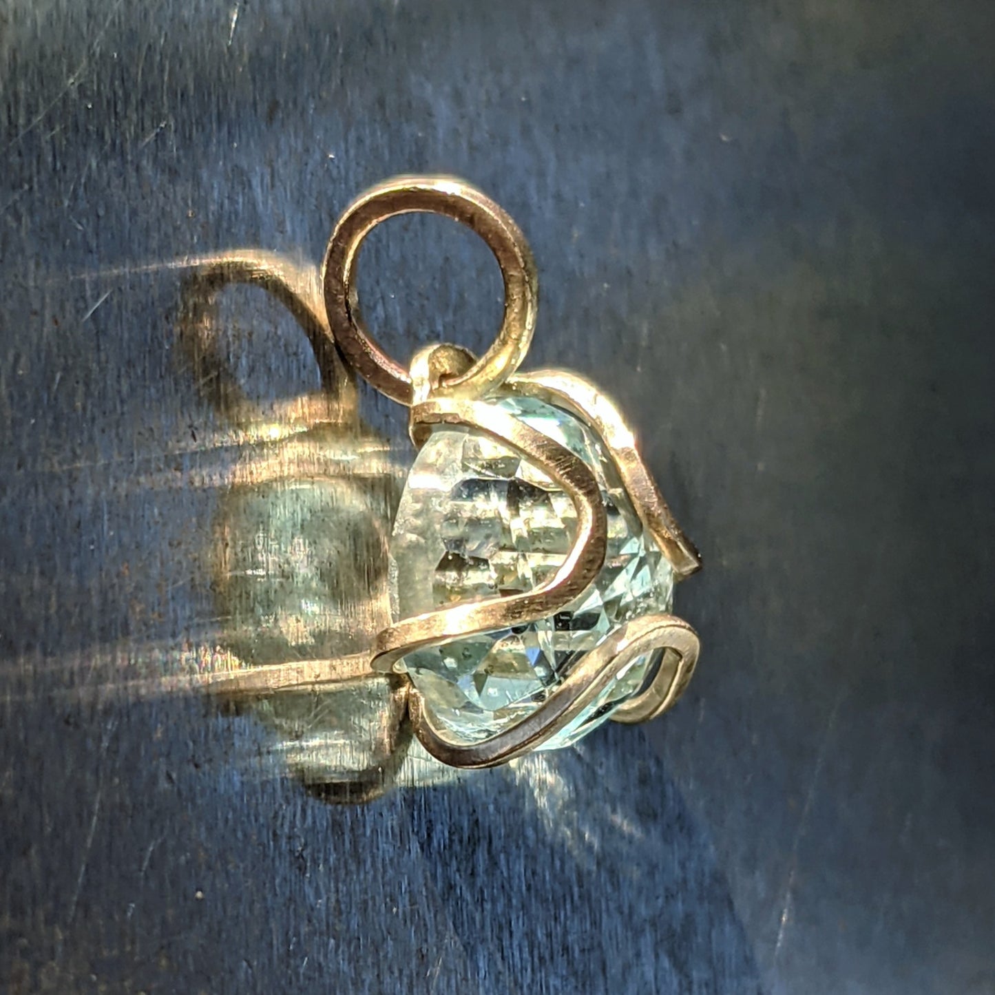 Aquamarine Iris Pendant Necklace 14k Gold