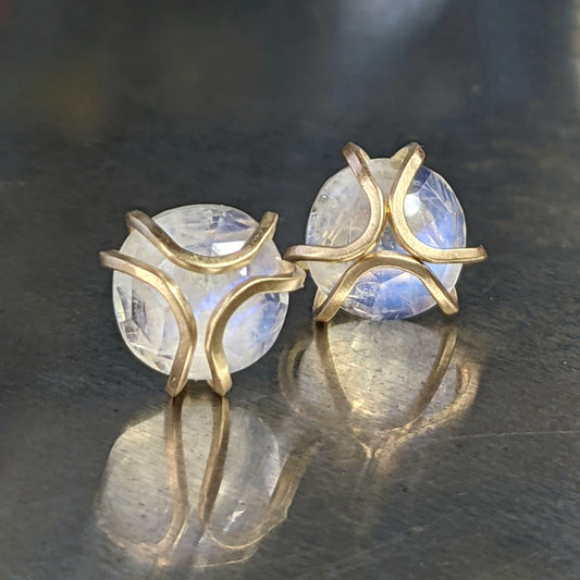 14K Moonstone Iris Studs - Large