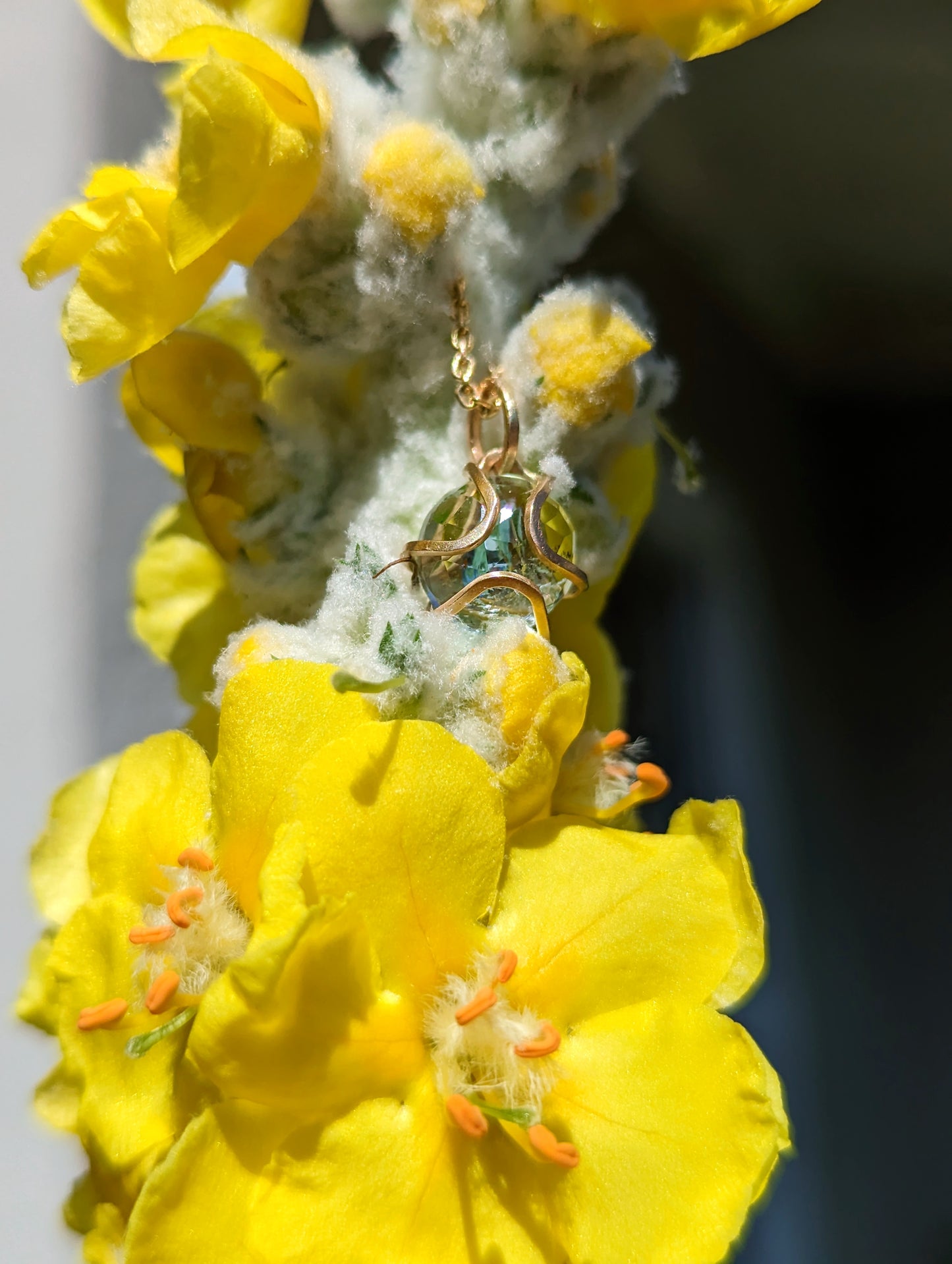 Aquamarine Iris Pendant Necklace 14k Gold