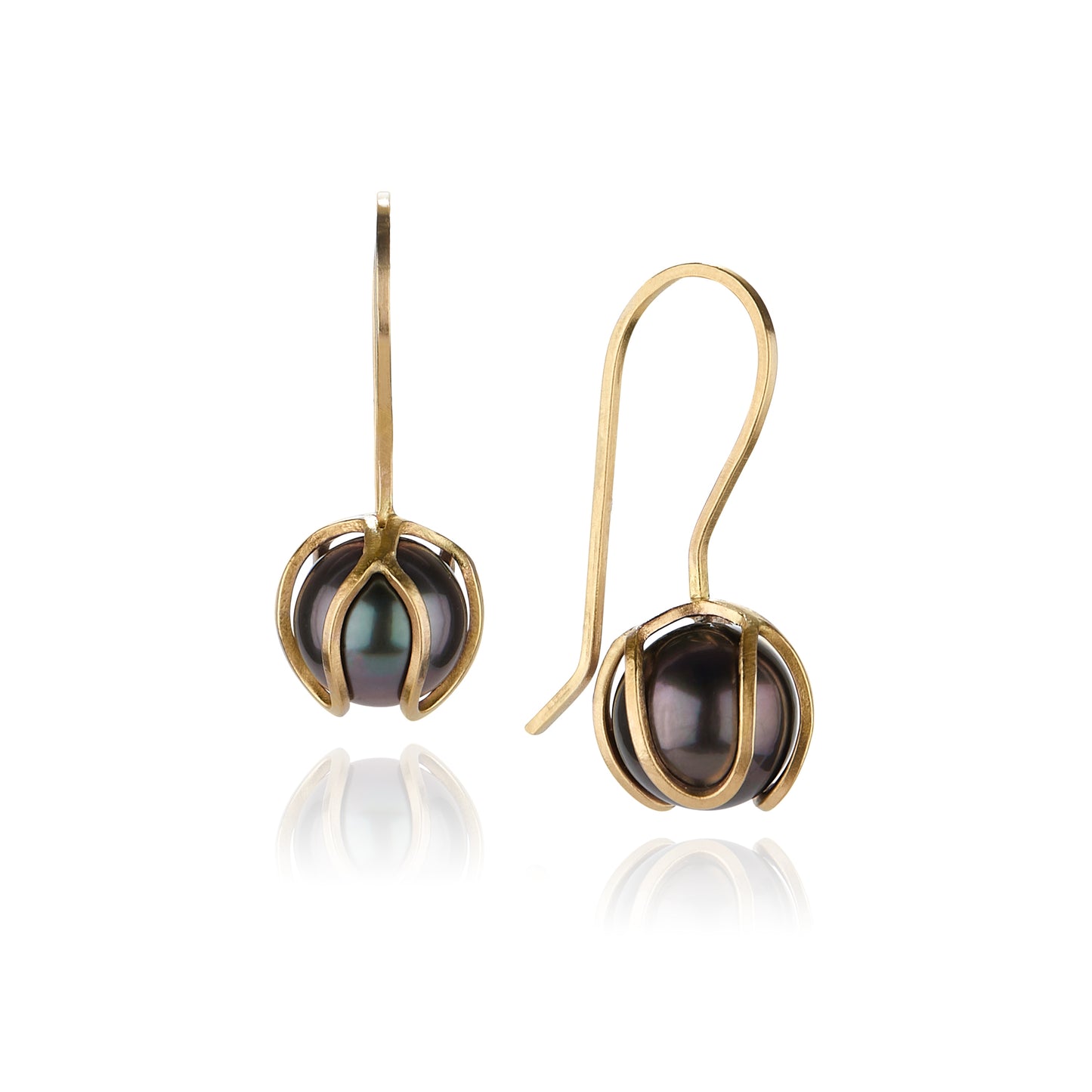 14K Iris Bud Drops with Tahitian Pearls