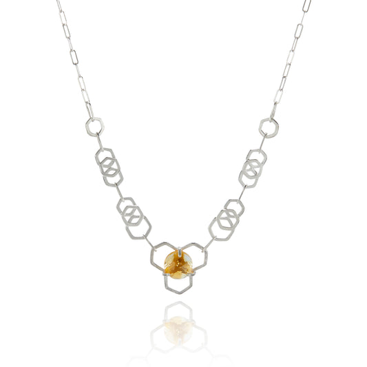 Citrine Honeycomb Chain Necklace