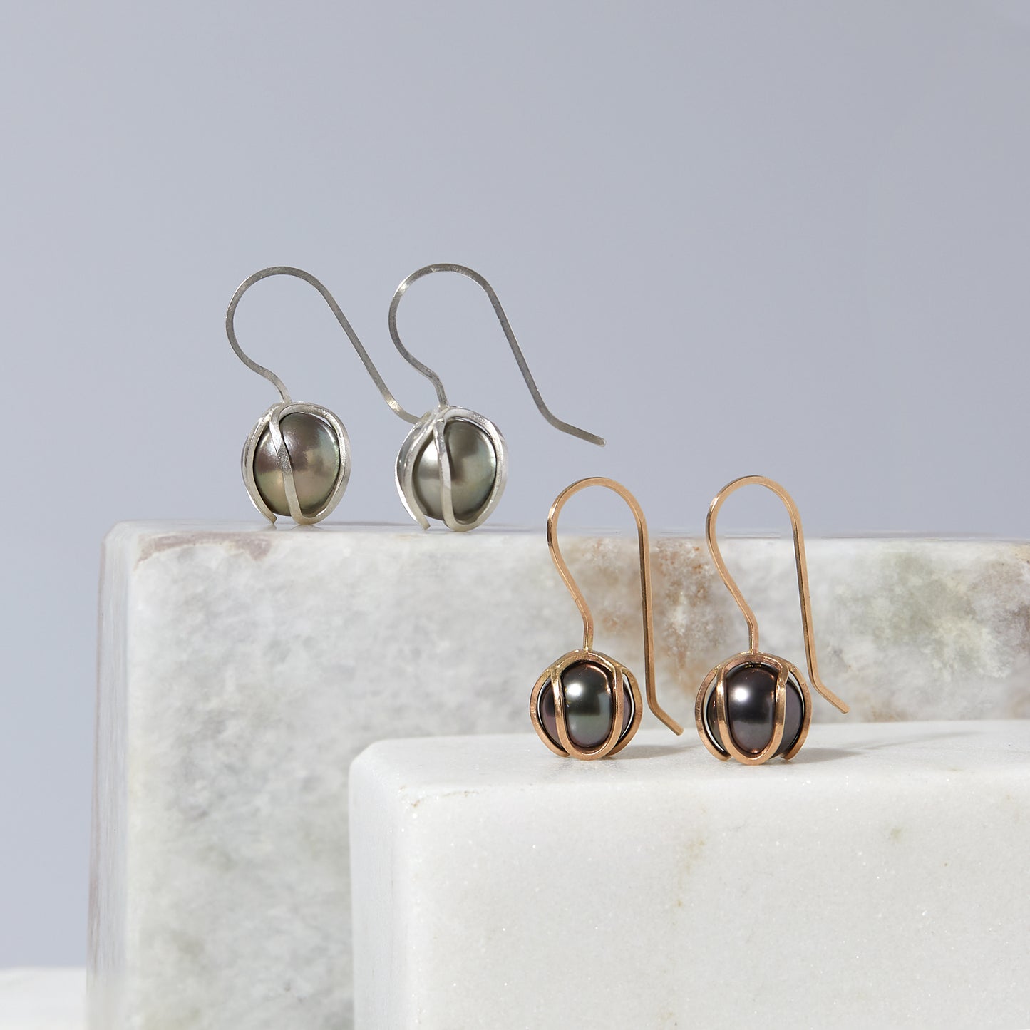 14K Iris Bud Drops with Tahitian Pearls