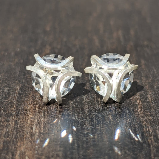 Iris Studs - Large with White Topaz Rosecuts