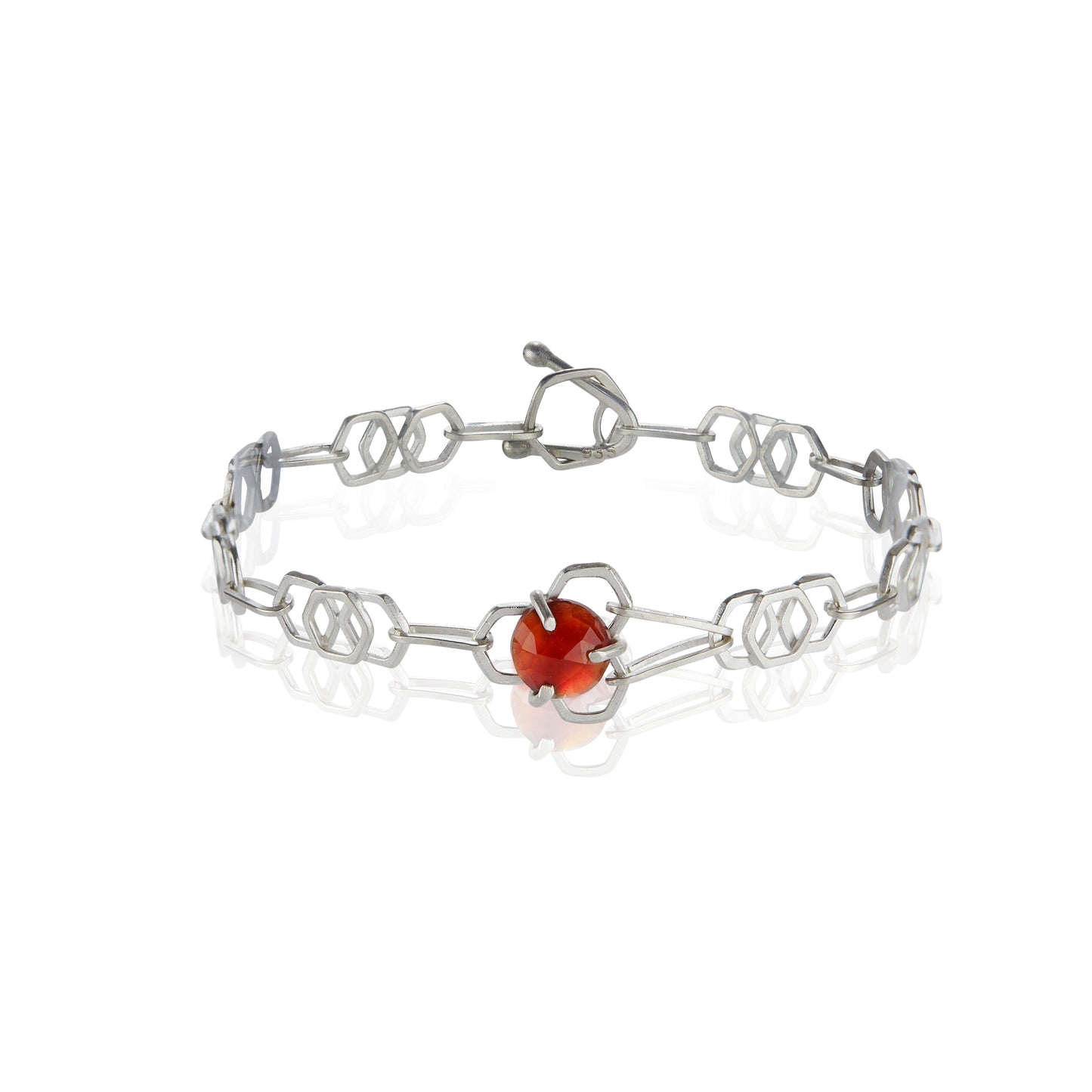 Honeycomb Link Bracelet with Hessonite Garnet