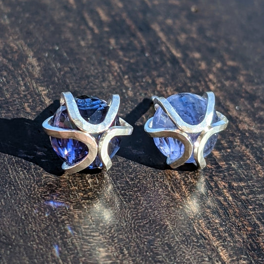 Iris Studs with Rose Cut Iolite