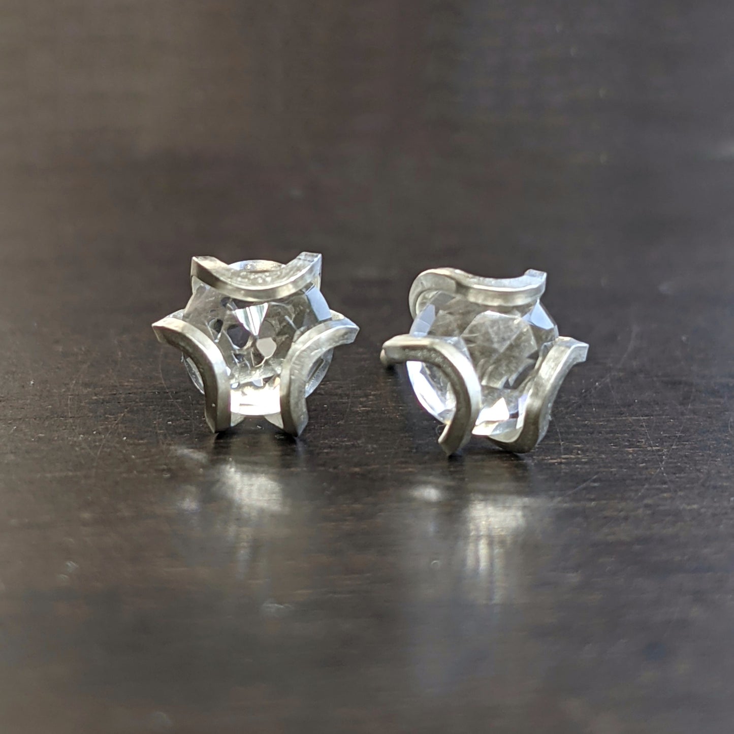 Iris Studs - Small with White Topaz Rosecuts