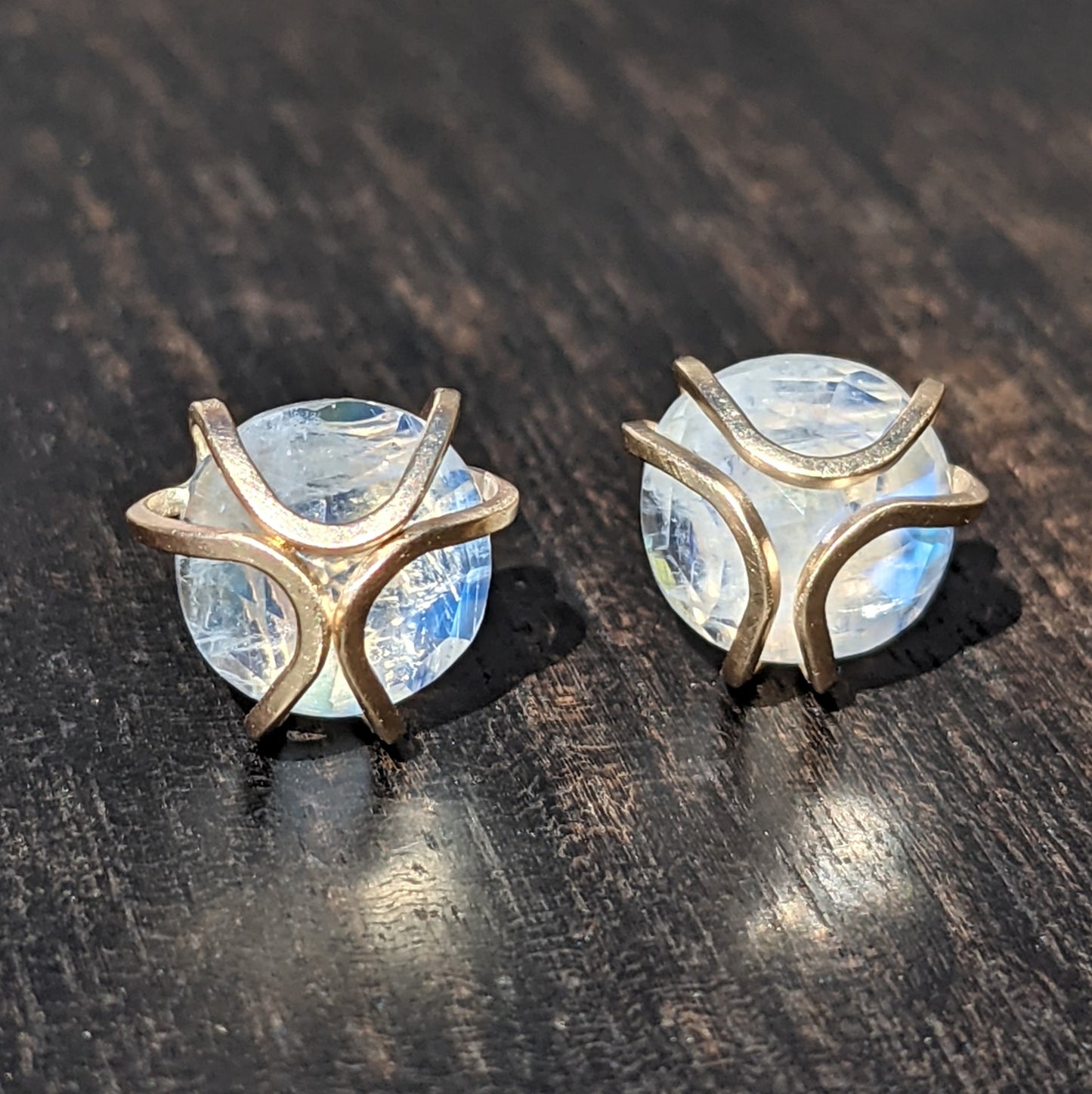 14K Moonstone Iris Studs - Large