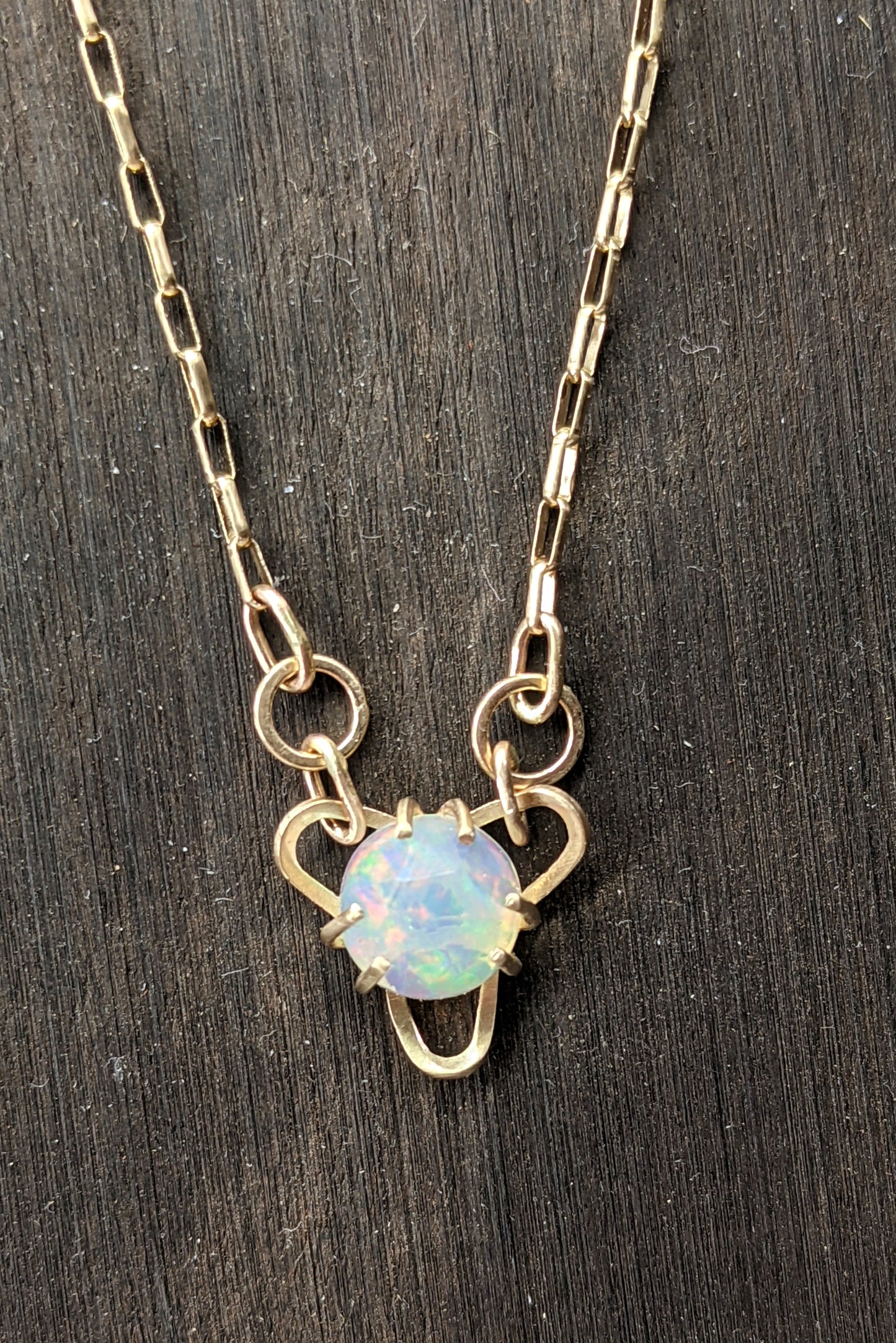 14K Open Iris Necklace with Welo Opal