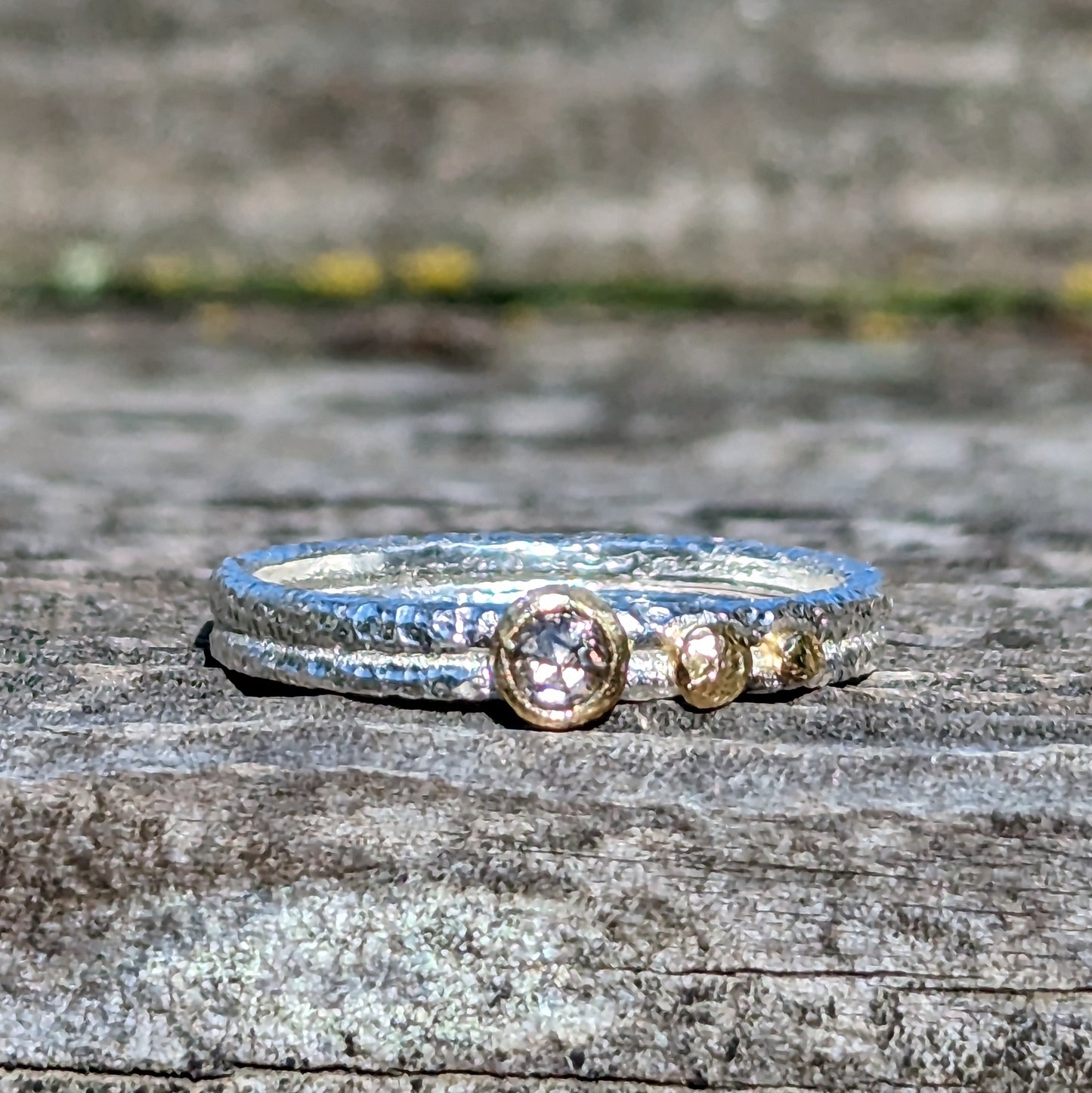 Rough Luxe Stacking Ring with 3mm Gemstones