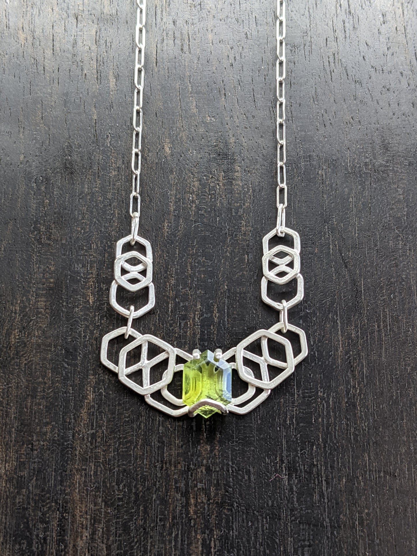 Honeycomb Festoon Necklace with Peridot Hex