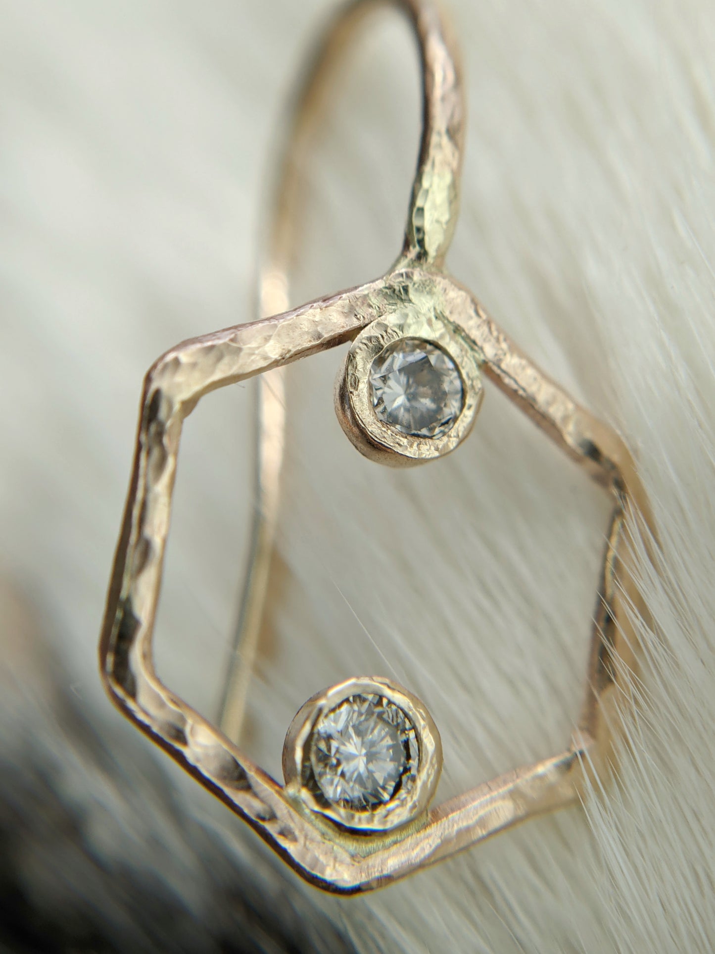 Diamond Hex Drop Earrings