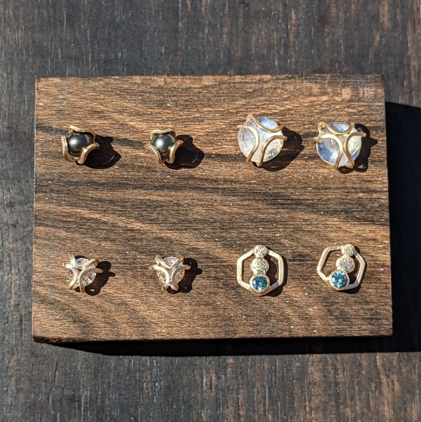 14K Moonstone Iris Studs - Large