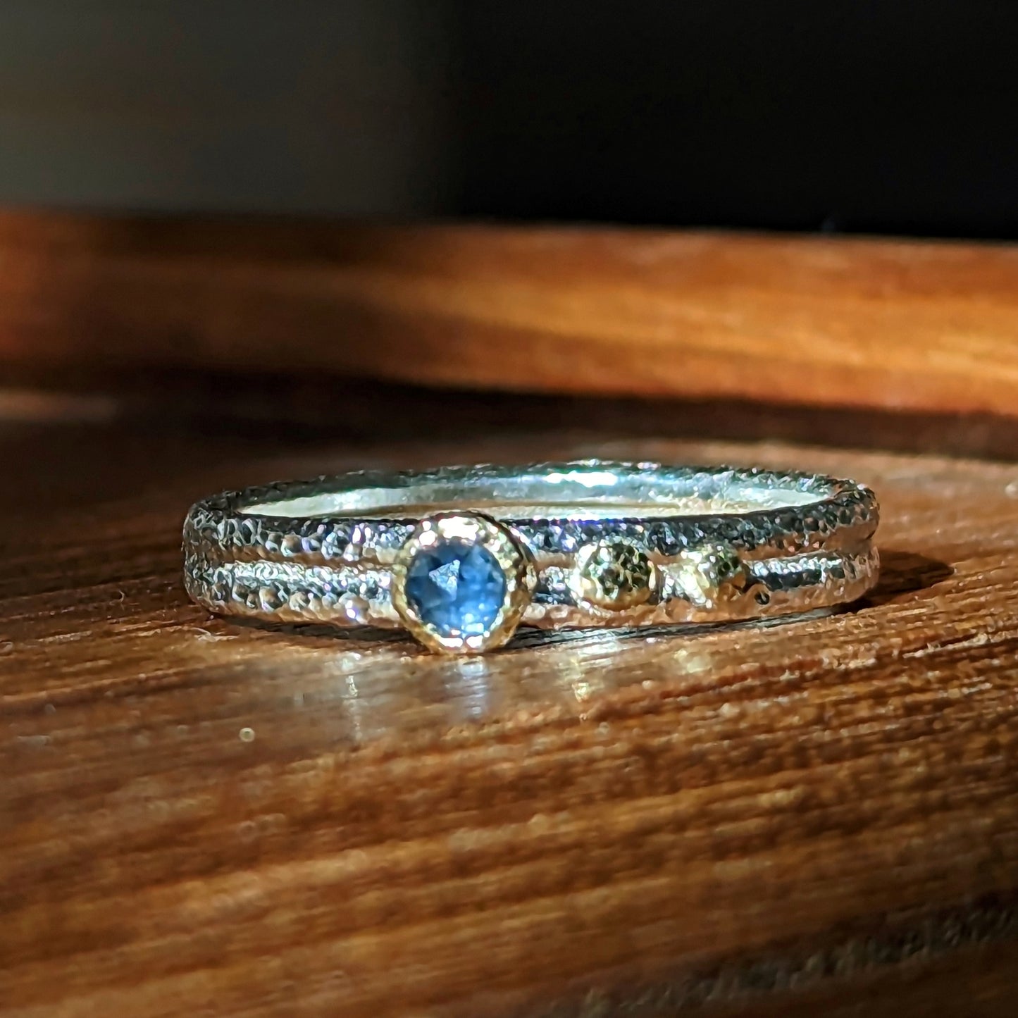 Rough Luxe Stacking Ring with 3mm Gemstones