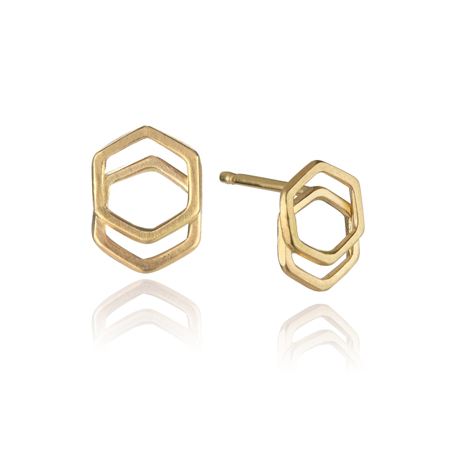 14K Stacked Hex Studs