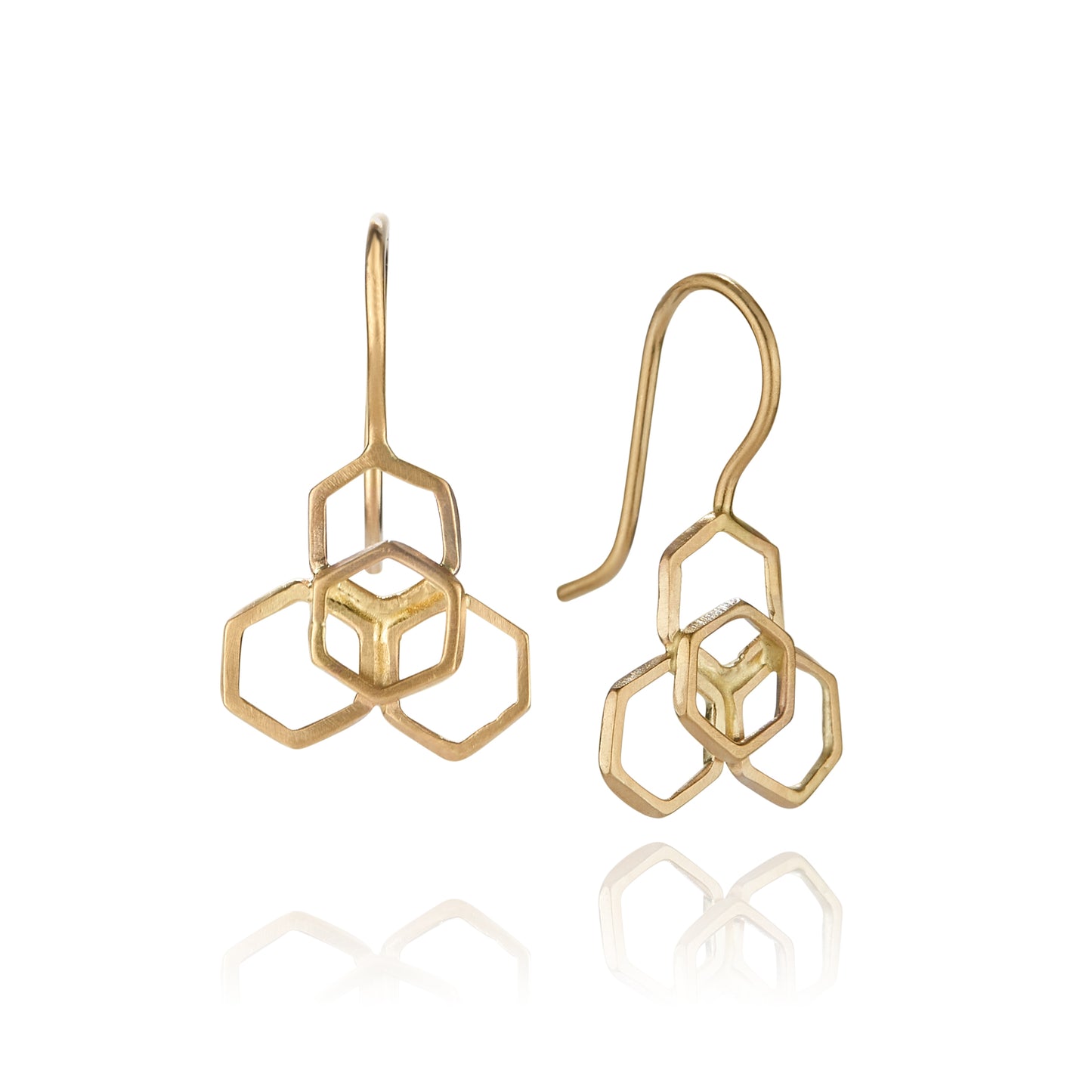 Honeycomb flower drop earrings 14k gold