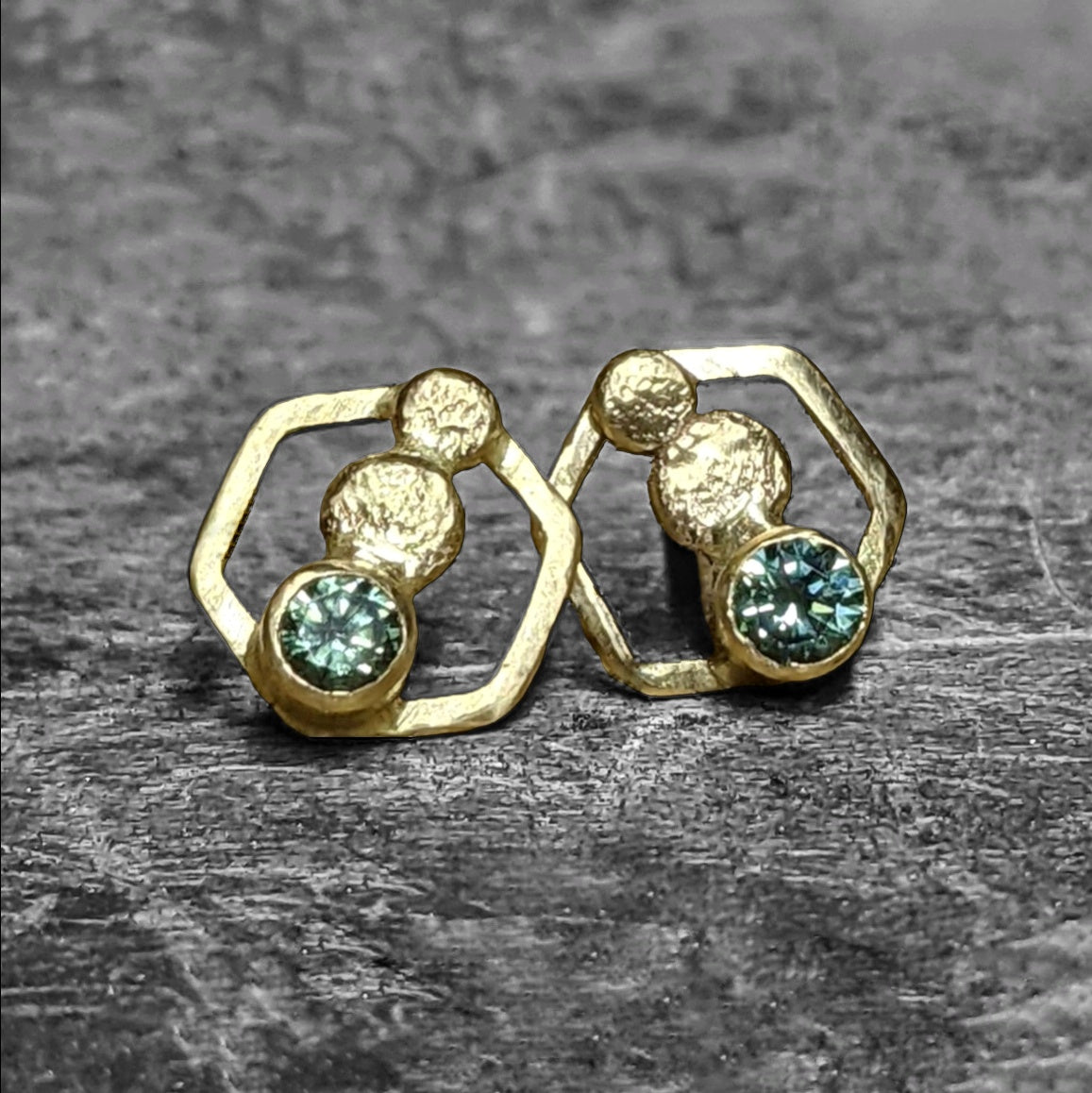 Montana Sapphire Hex Studs