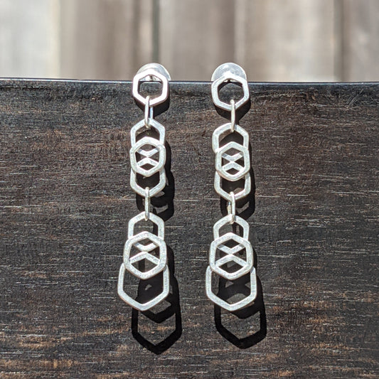 Honeycomb Chain Drop Earrings