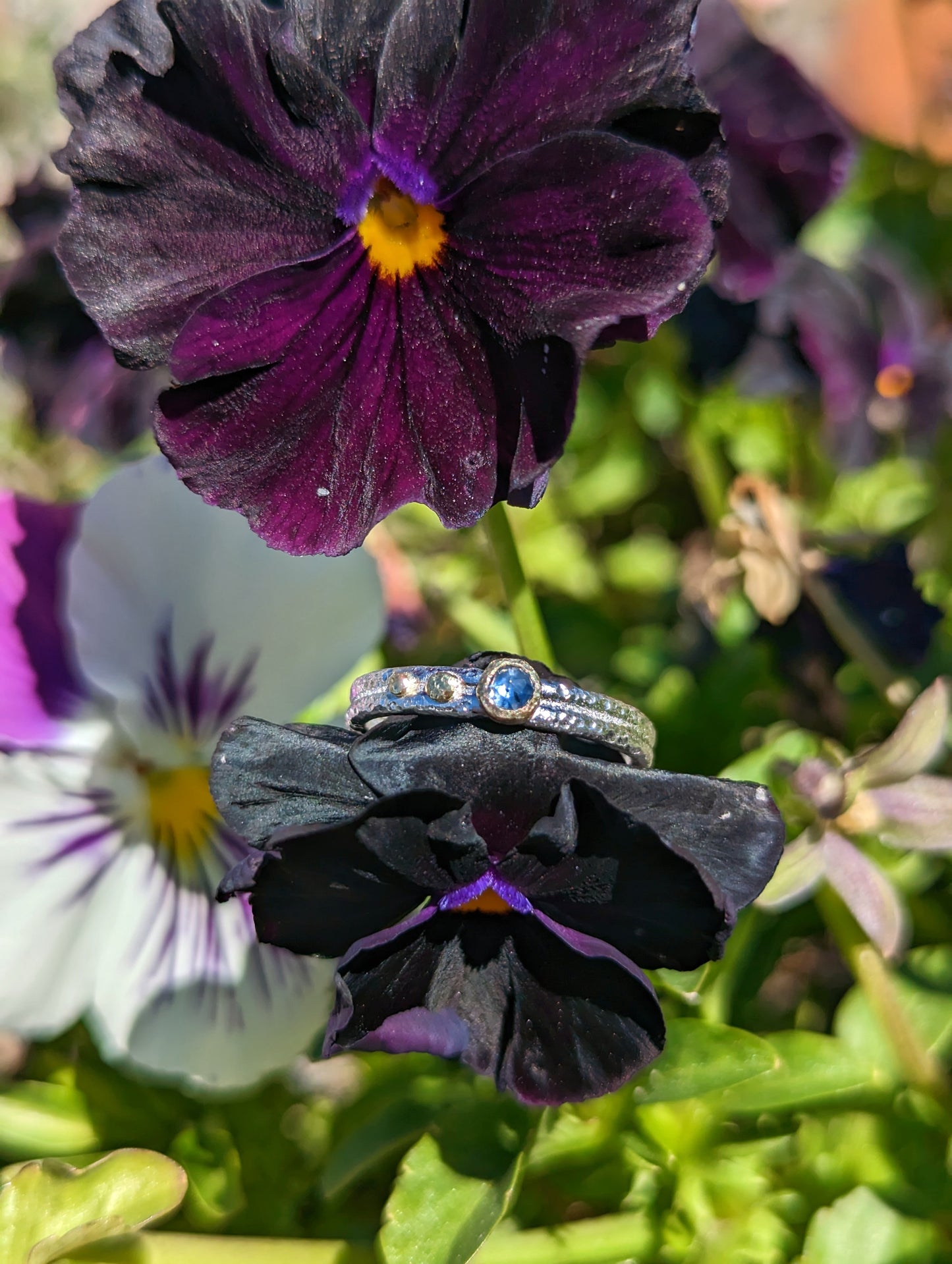 Rough Luxe Stacking Ring with 3mm Gemstones