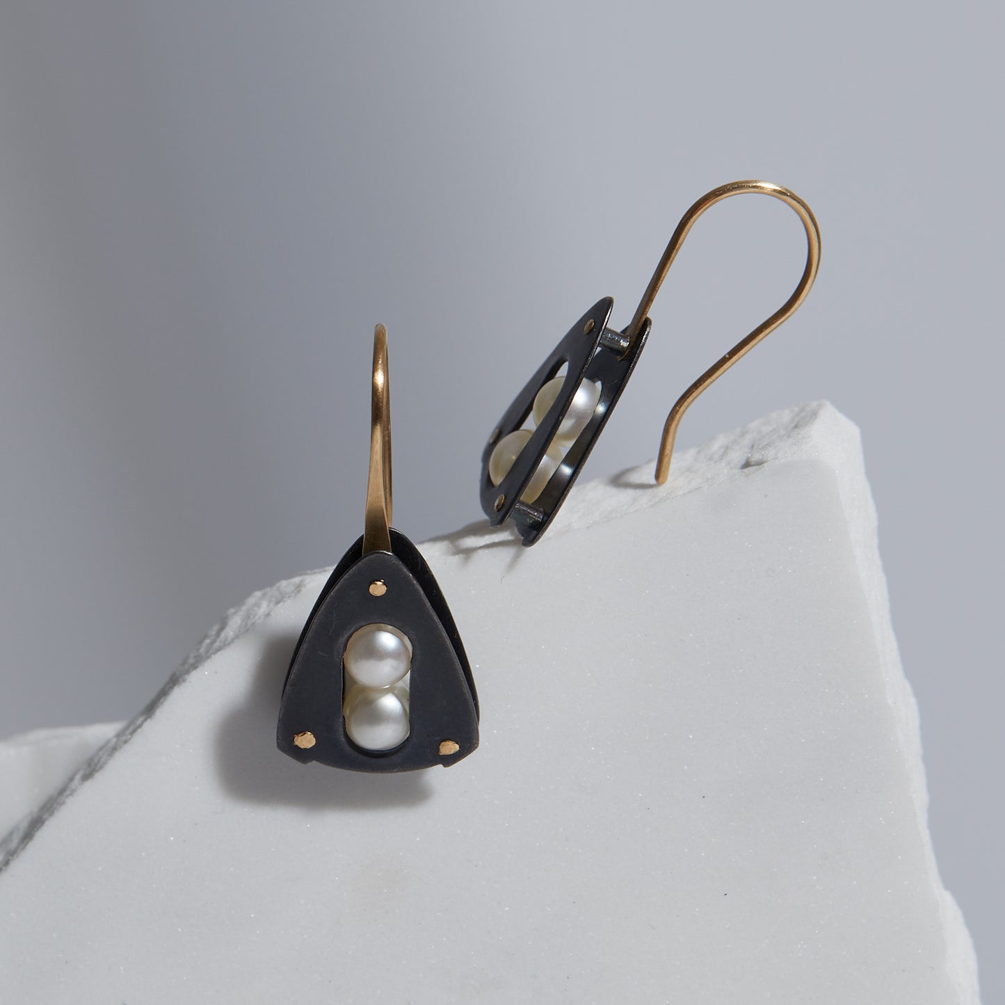 Embark Earrings in Oxidized Silver with 14K Gold