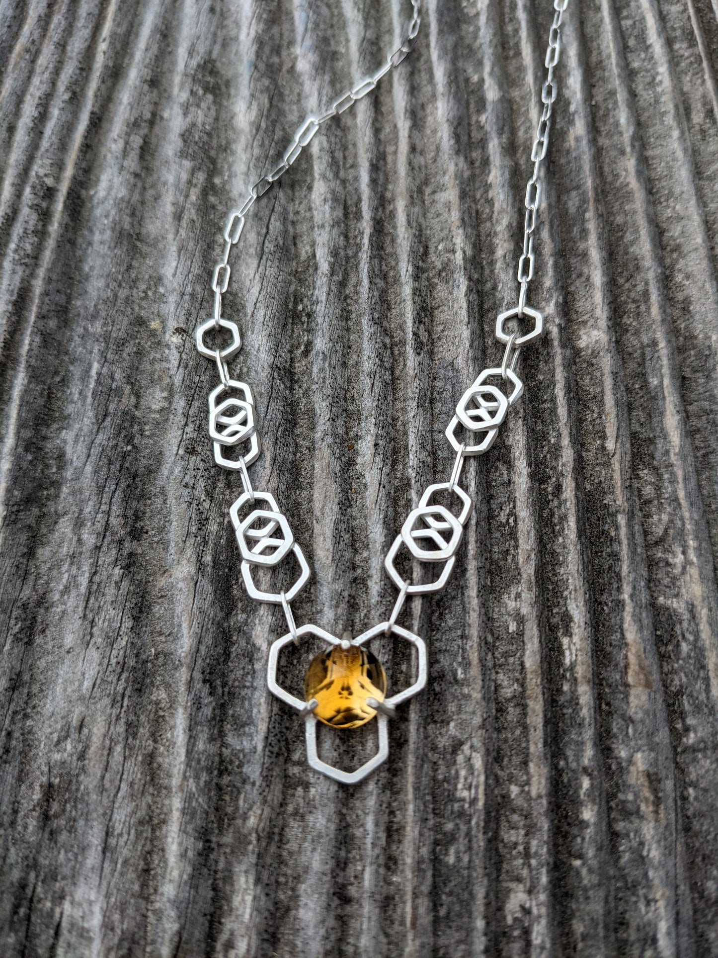 Citrine Honeycomb Chain Necklace