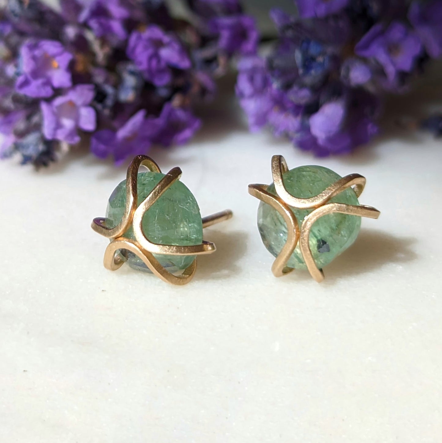 14K Green Kyanite Iris Studs