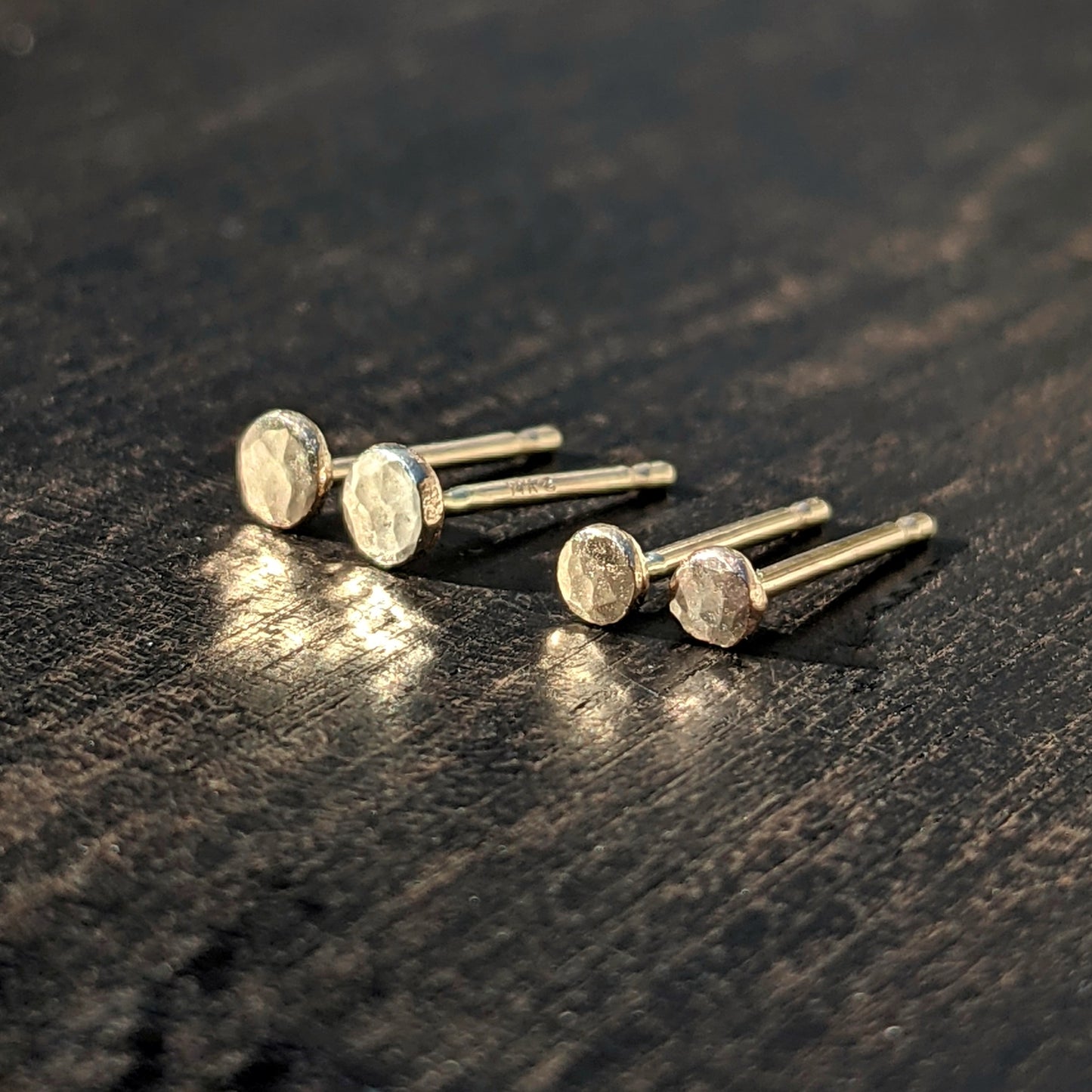 14K Hammered Disc Studs